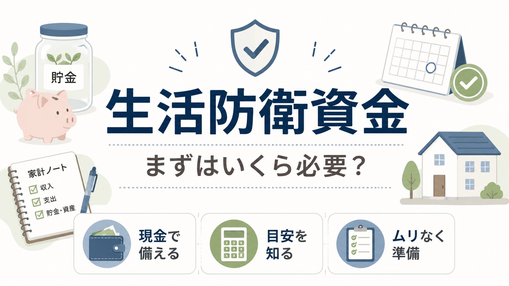 生活防衛資金と現金比率の考え方を示した図解